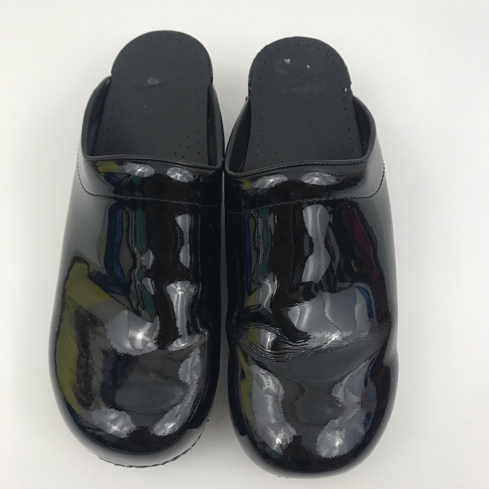 Womens Dansko Slip On Black Leather Clogs Mules